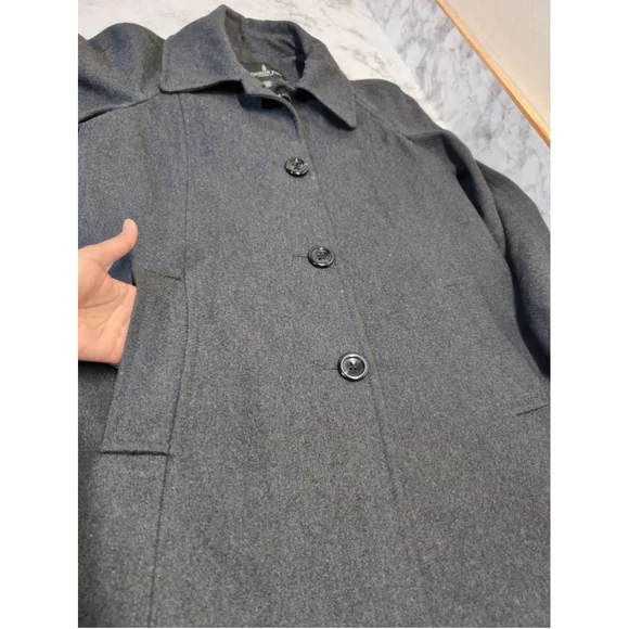London Fog Wool Charcoal Black Women Dressy Peacoat Size M Quiet Luxury Oldmoney - Picture 10 of 11